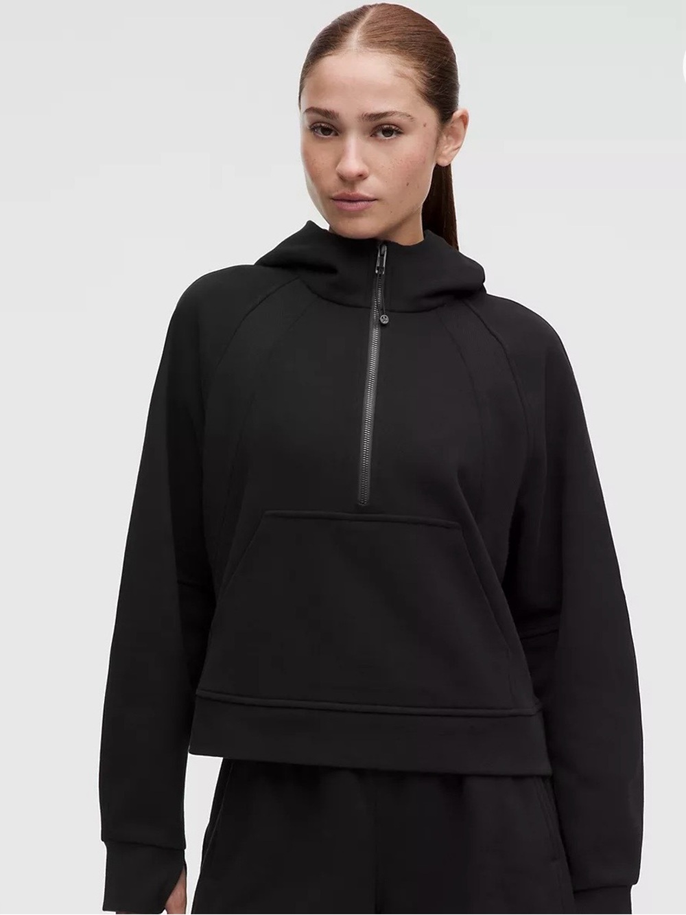 Lululemon Woman’s Black 1/4 zip Scuba Hoodie